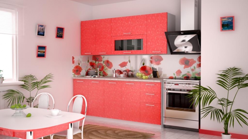 Кухонный гарнитур Магнолия 1,8 м коралл